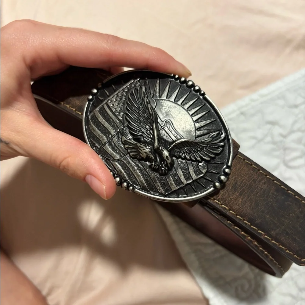 Cody James: Brown Leather Belt W/Eagle Buckle (20inches)